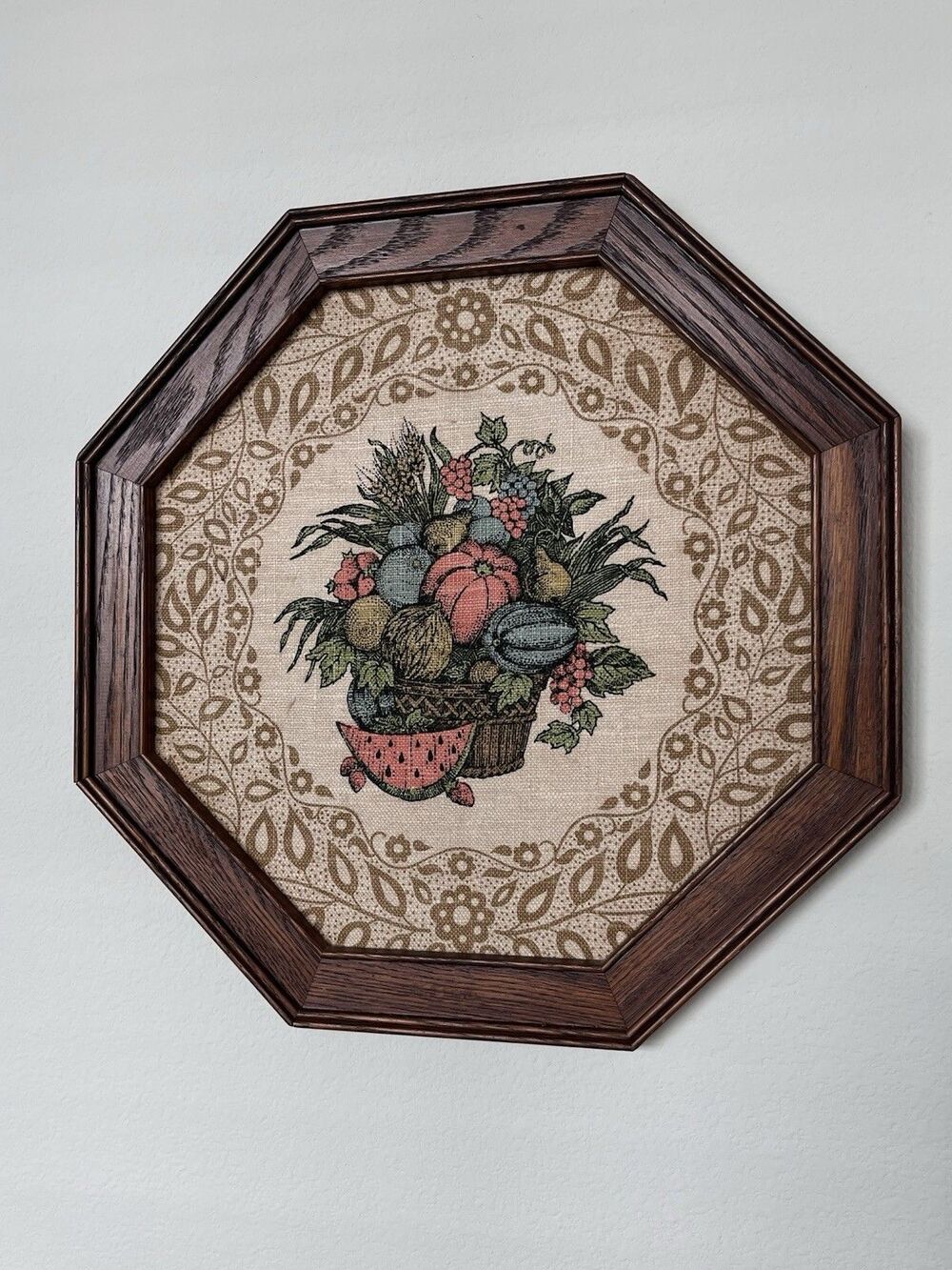 Kay Dee Design - Octagon Wood Frame, Linen Fruit Basket Print